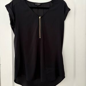 Express Black Blouse with Gold Zipper